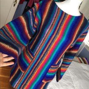 Vintage 70s rainbow fuzzy boho tunic sweater