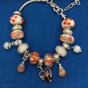 Pandora Style Bracelet with Dangles and Beads