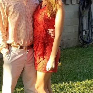 Orange Lace Cocktail Dress