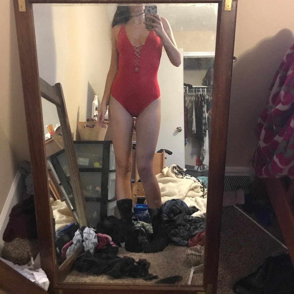 Red One piece swimsuit