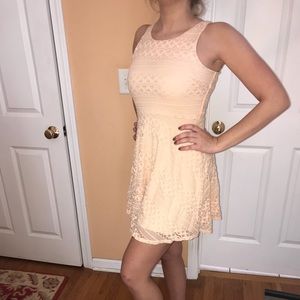 River Island Peach Lace Skater Dress