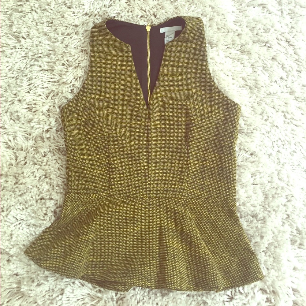 NWOT H&M Peplum Yellow/Black Blouse