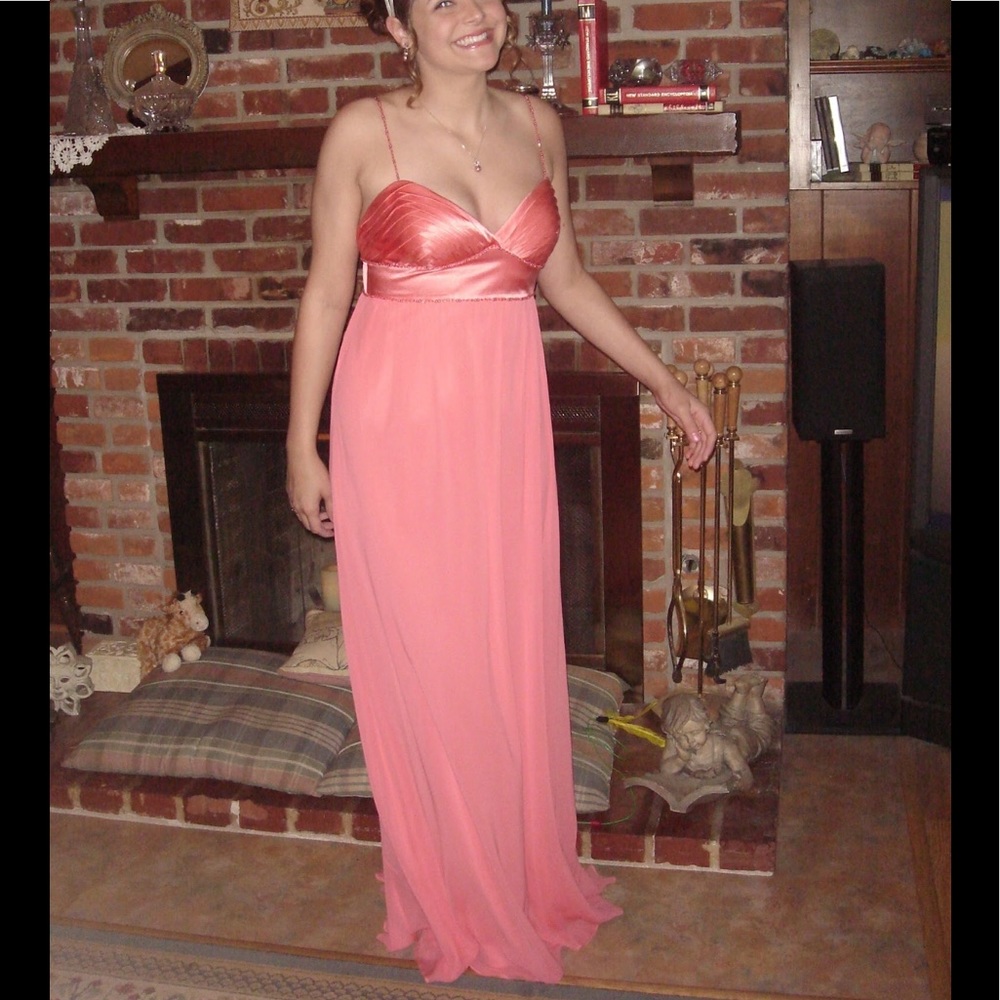 Coral formal silk dress