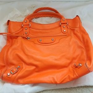 Balenciaga neon motorcycle bag