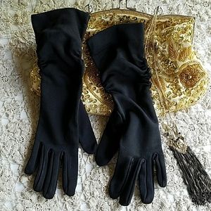 💋Vintage*Black Ruched Gloves🖤💋