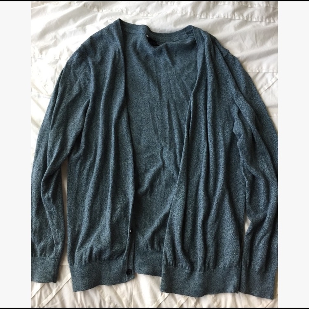 H&M Men's Cardigan - Size L, Dusty Blue