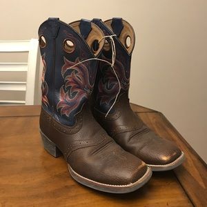 Boys Justin Brown Rawhide Saddle Western Boots