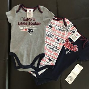 Three 3-6 months NFL Apparel, Patriots, onesies