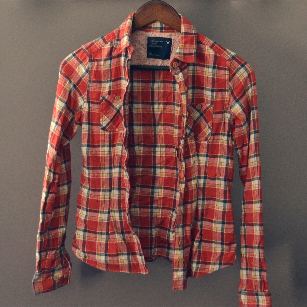 American Eagle Orange Flannel Shirt