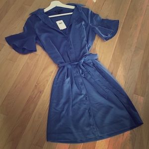 Azure Blue Button-Up Dress