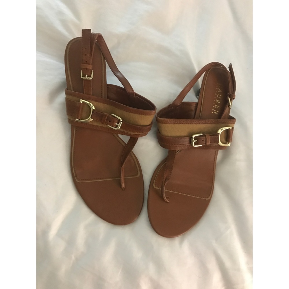 Sz8.5 Genuine leather Ralph Lauren sandal heels