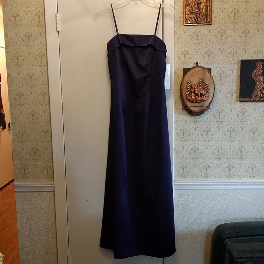 NEW navy blue spaghetti strap gown