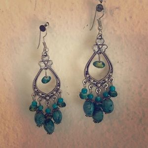 Turquoise dream catcher earrings