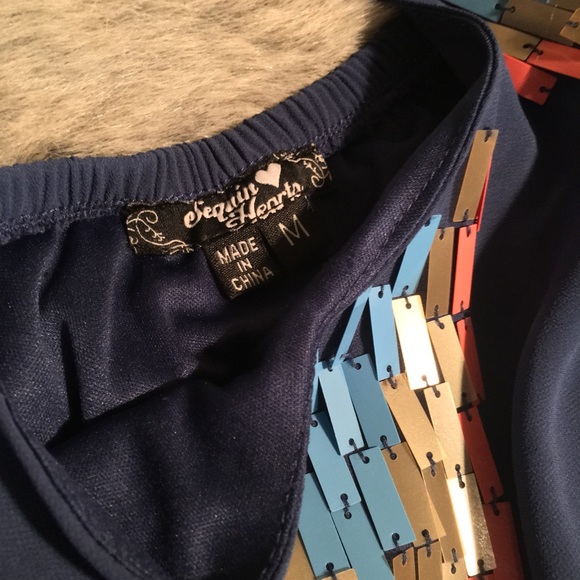 Sequin Hearts Cobalt Blue Chiffon Tiered Dress - Picture 3 of 8