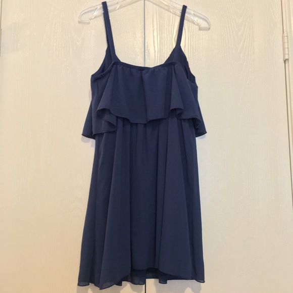 Sequin Hearts Cobalt Blue Chiffon Tiered Dress - Picture 7 of 8