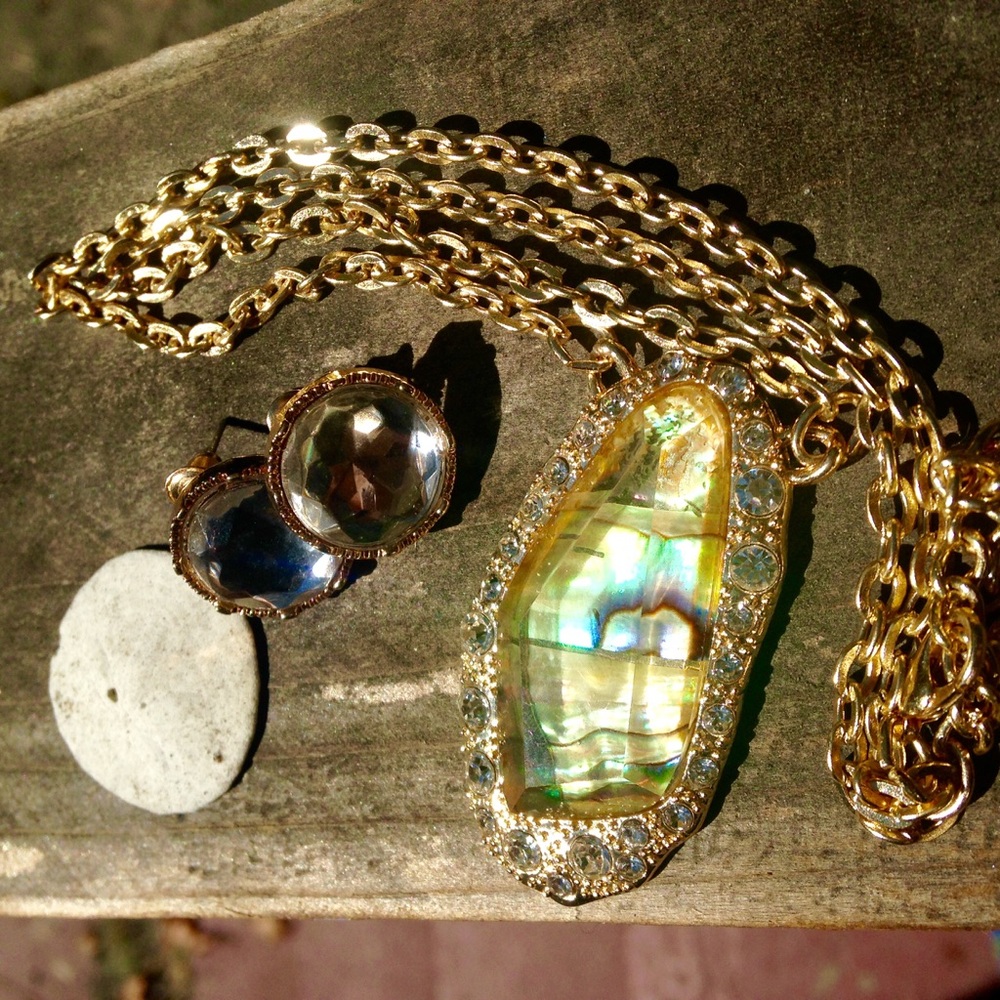 Vintage Gold Plated Necklace and Earring Set