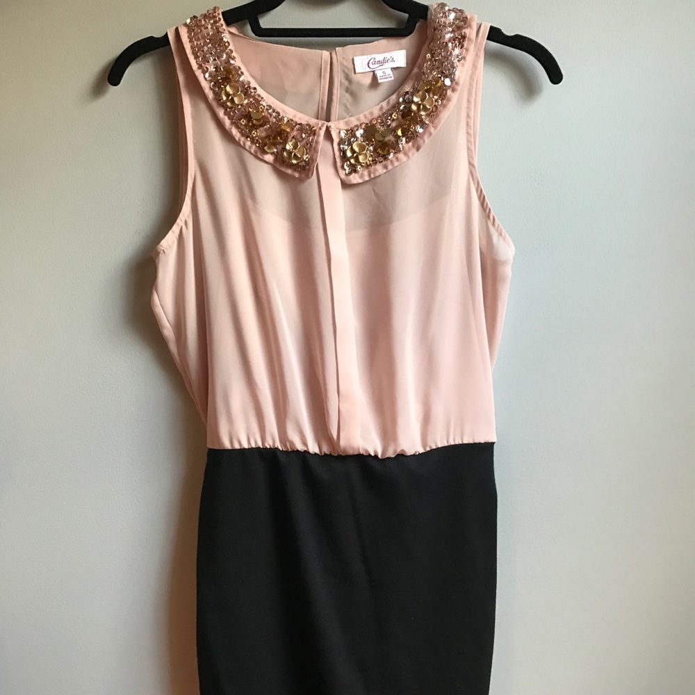 Candie's Sheer Pink Collared Dress
