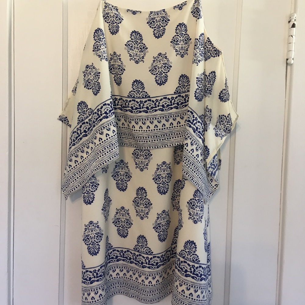 Boho white and blue dress