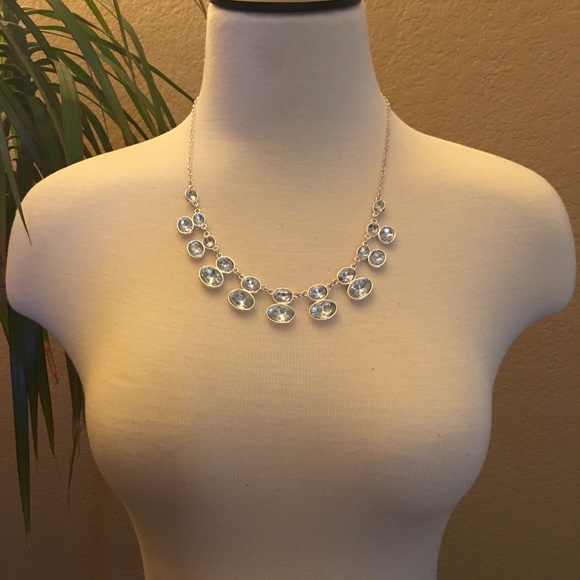 Robert Rose-Diamond Faux Stone Silvertone Necklace - Picture 1 of 6