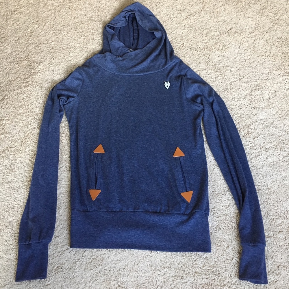 Blue Pullover Hoodie with Pockets - Picture 3 of 7