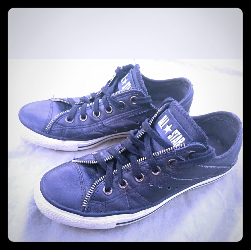 Punk Rocker Black Leather Converse 8 39