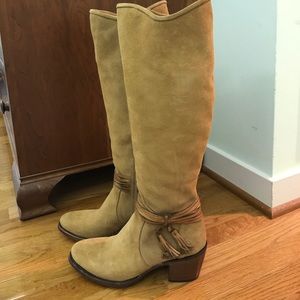 Lucchese Tall Suede Boots with Ankle Ties