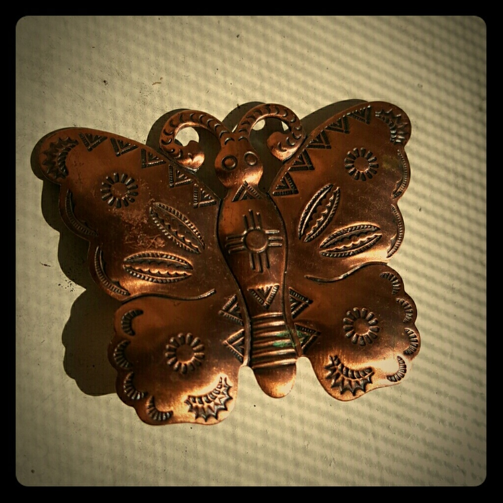 Copper butterfly pin