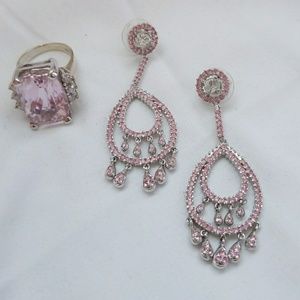 Pink earrings and ring set