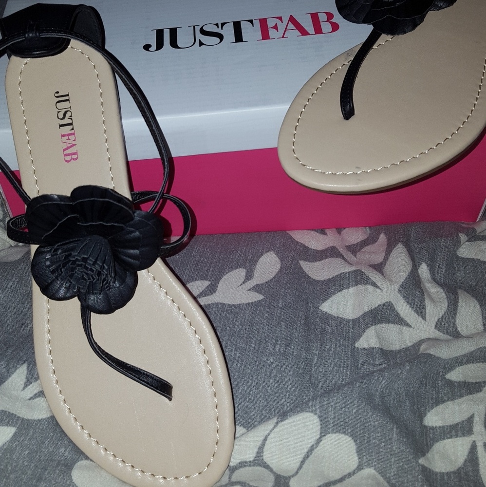 JustFab Black Flat Sandals