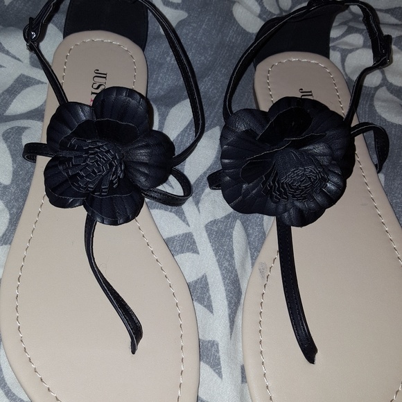 JustFab Black Flat Sandals - Picture 2 of 4