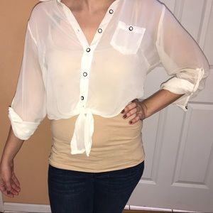 Cream Sheer Cropped Blouse