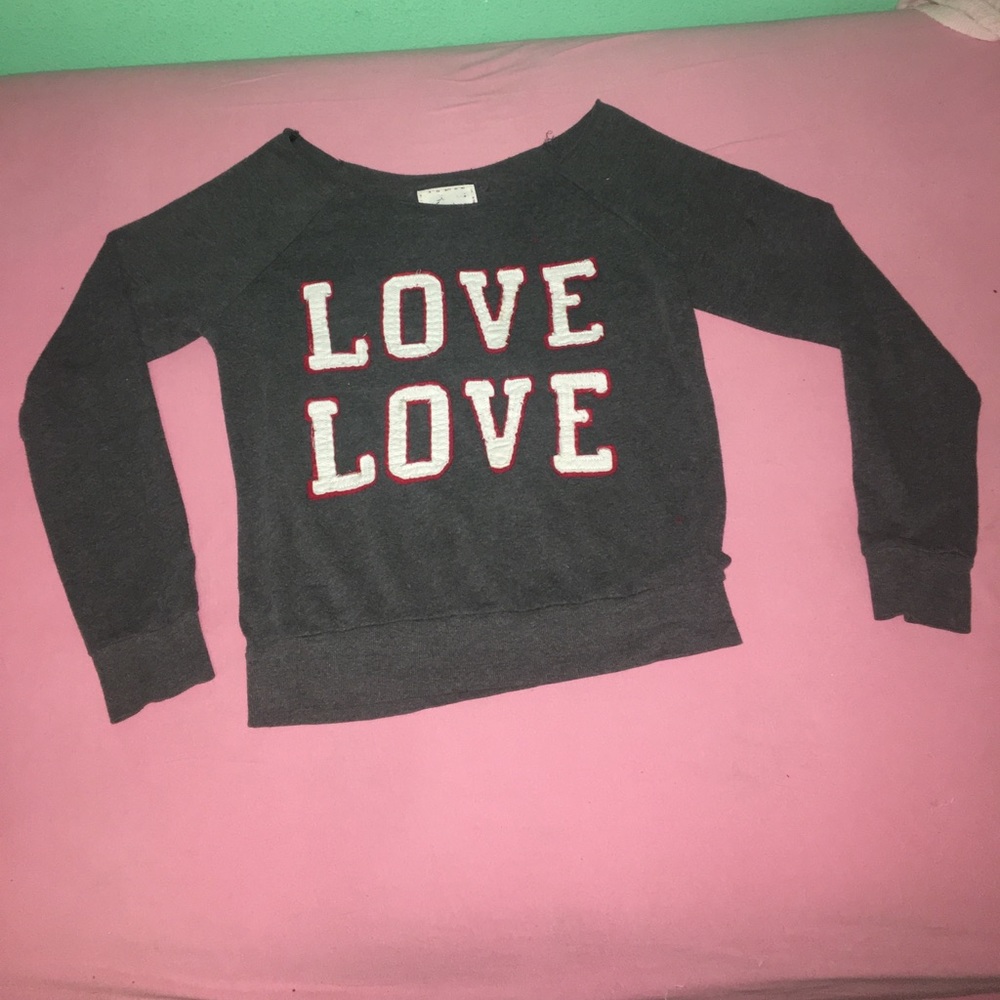I Trade :) Off The Shoulder Log Sleeve Shirt