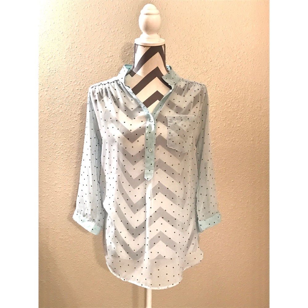 Mint Poka-dot Shear Blouse