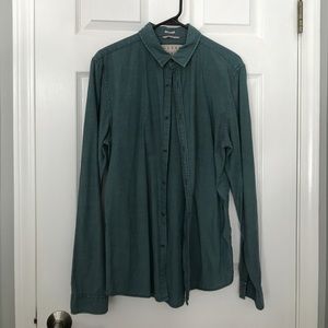 Guess button down teal shirt