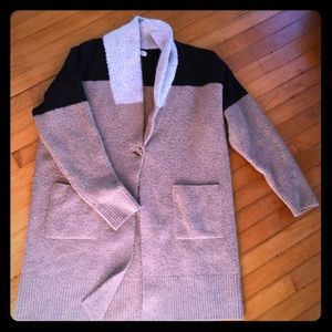 Loft long sweater wrap jacket color blocked