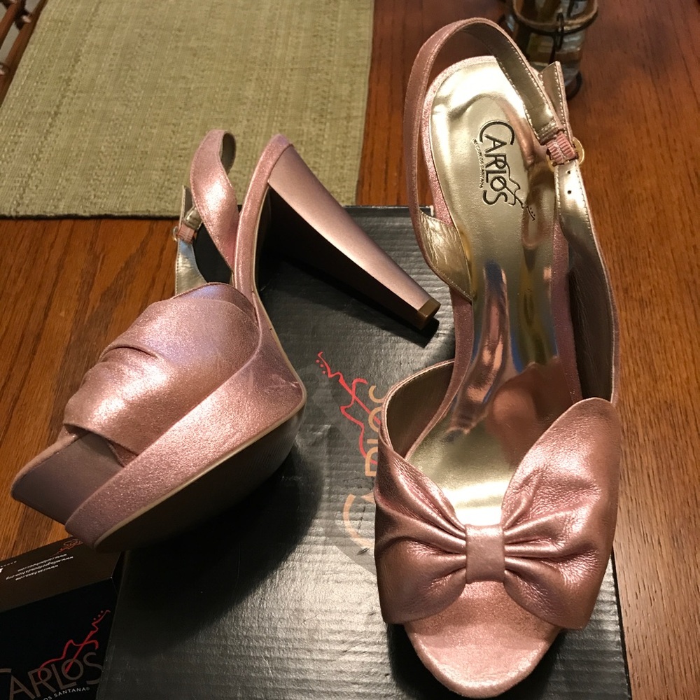 Pink Pearl peep toe platform heel wedding shoe