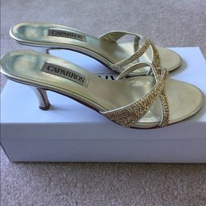 CAPARROS Gold Sequin Heels