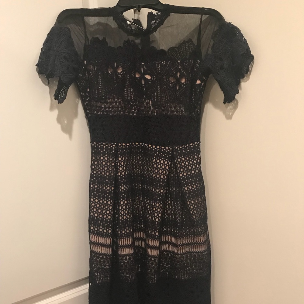 Navy Midi Lace Dress