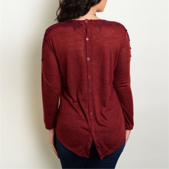 Wine Plus Size Slub Knit top - Picture 2 of 2