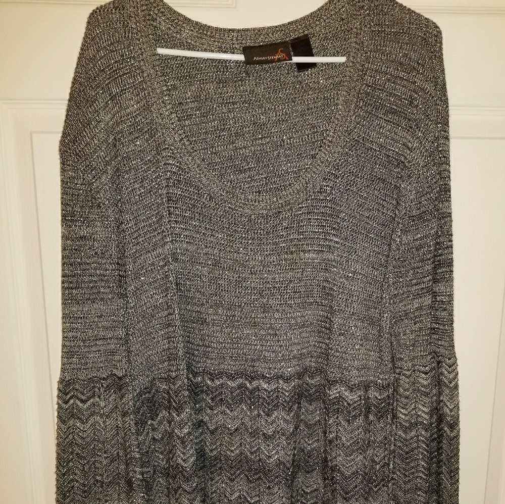 Ashley Stewart 3X Black Sheer Shimmer Sweater