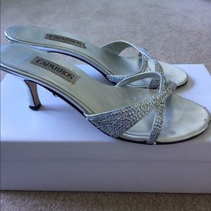 CAPARROS Silver Sequin Heels