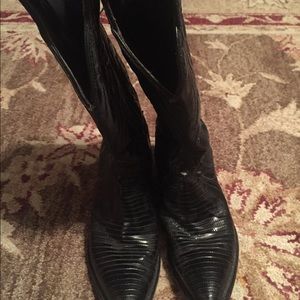 Tony Lama lizard skin black cowgirl boots - size 6