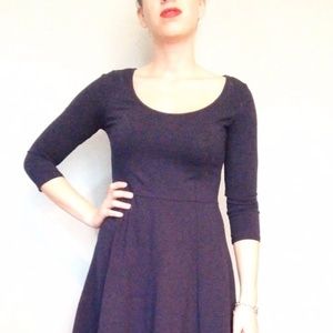 Navy blue H&M 3/4 sleeve skater dress - medium