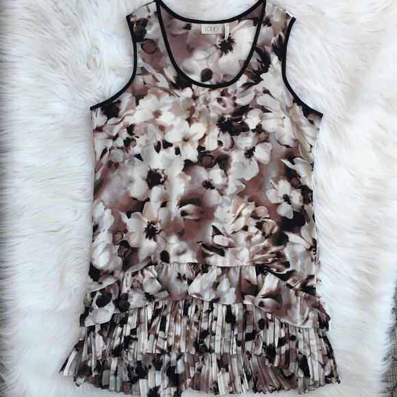 LOGO Lori Goldstein Crepe Tunic Floral Tank - Picture 2 of 5