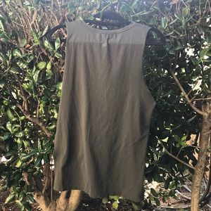 Army green cut off muscle tank