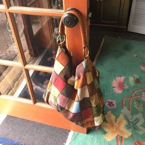 Lucky brand leather patchwork hobo bag