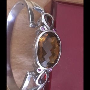 Chatelaine with ruby, garnet gemstone bracelet.