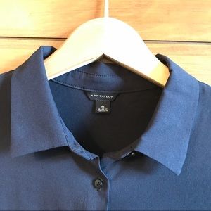 Navy Ann Taylor button-up blouse