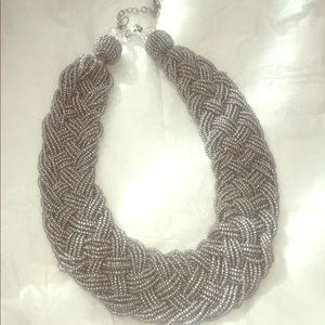 Gray Woven Beaded Necklace