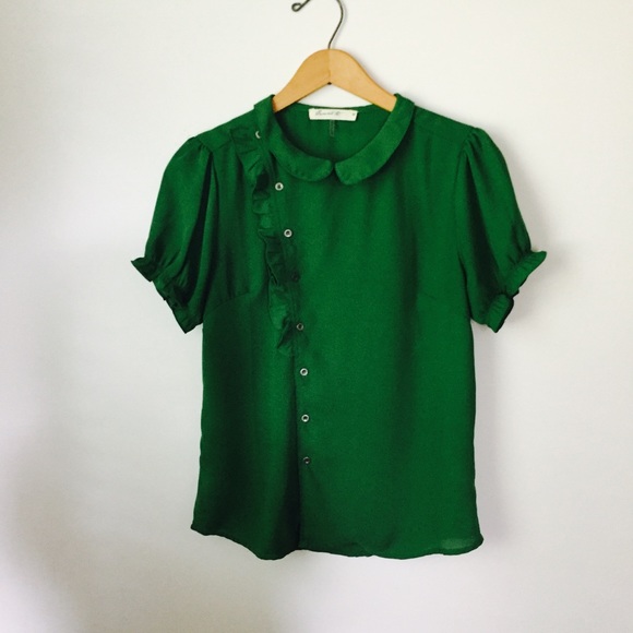 Modcloth Green Blouse - Picture 1 of 7